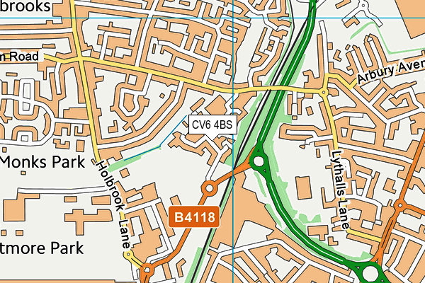 CV6 4BS map - OS VectorMap District (Ordnance Survey)