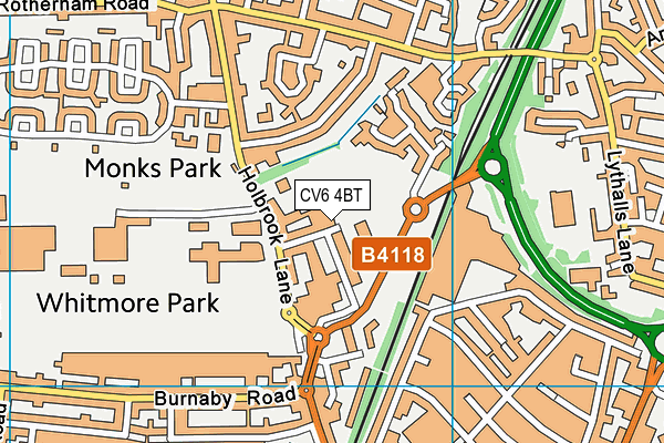 CV6 4BT map - OS VectorMap District (Ordnance Survey)