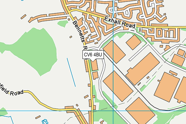 CV6 4BU map - OS VectorMap District (Ordnance Survey)