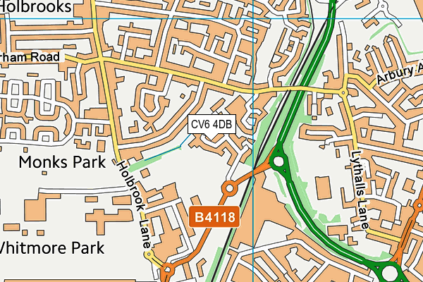 CV6 4DB map - OS VectorMap District (Ordnance Survey)