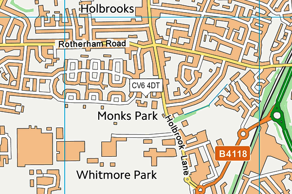 CV6 4DT map - OS VectorMap District (Ordnance Survey)