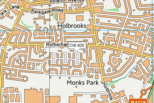 CV6 4DX map - OS VectorMap District (Ordnance Survey)