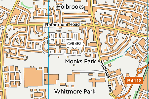 CV6 4EZ map - OS VectorMap District (Ordnance Survey)