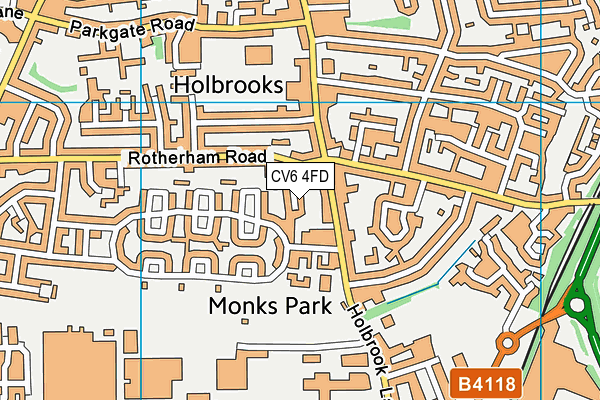 CV6 4FD map - OS VectorMap District (Ordnance Survey)