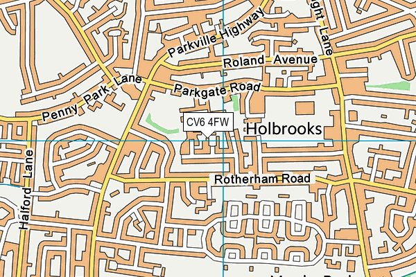 CV6 4FW map - OS VectorMap District (Ordnance Survey)