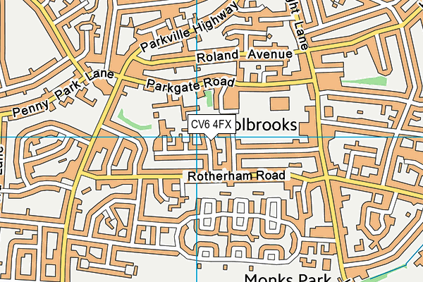 CV6 4FX map - OS VectorMap District (Ordnance Survey)