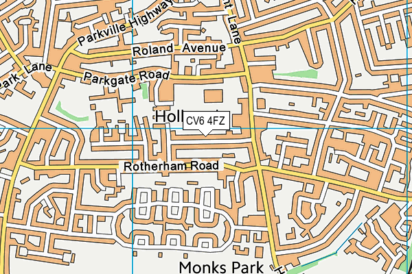 CV6 4FZ map - OS VectorMap District (Ordnance Survey)