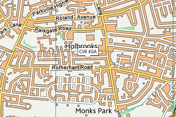 CV6 4GA map - OS VectorMap District (Ordnance Survey)