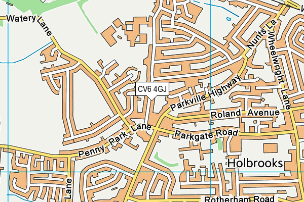 CV6 4GJ map - OS VectorMap District (Ordnance Survey)