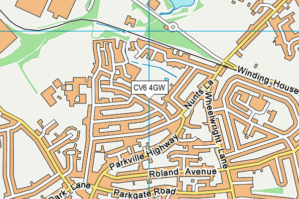 CV6 4GW map - OS VectorMap District (Ordnance Survey)