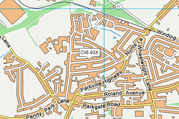 CV6 4GX map - OS VectorMap District (Ordnance Survey)