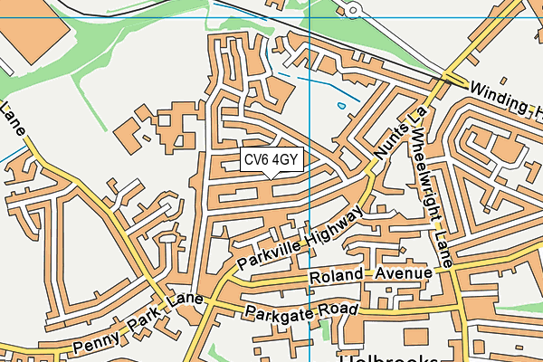 CV6 4GY map - OS VectorMap District (Ordnance Survey)