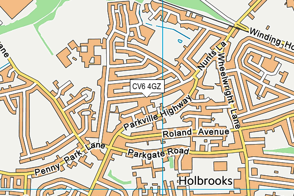 CV6 4GZ map - OS VectorMap District (Ordnance Survey)