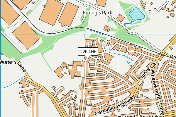 CV6 4HE map - OS VectorMap District (Ordnance Survey)
