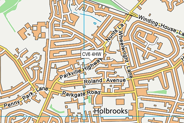 CV6 4HW map - OS VectorMap District (Ordnance Survey)