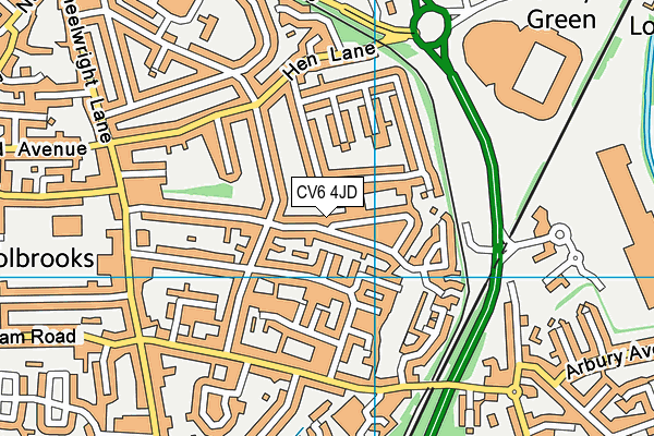 CV6 4JD map - OS VectorMap District (Ordnance Survey)