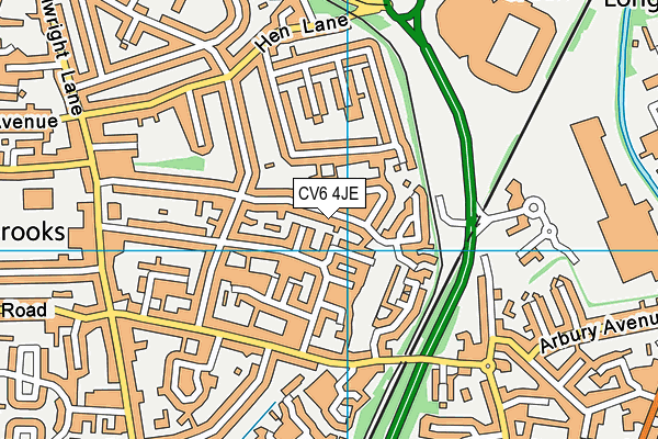 CV6 4JE map - OS VectorMap District (Ordnance Survey)