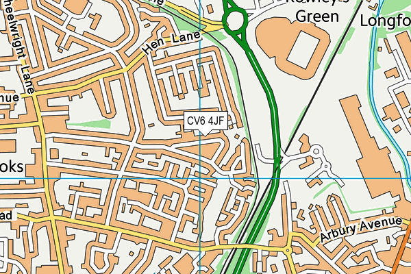 CV6 4JF map - OS VectorMap District (Ordnance Survey)