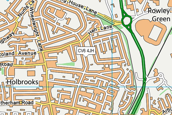 CV6 4JH map - OS VectorMap District (Ordnance Survey)