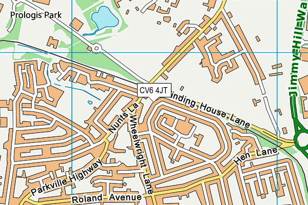 CV6 4JT map - OS VectorMap District (Ordnance Survey)