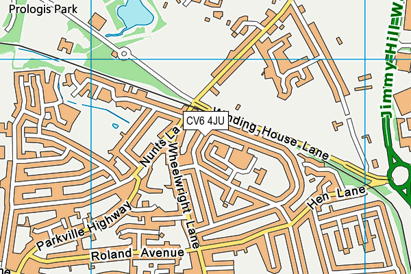 CV6 4JU map - OS VectorMap District (Ordnance Survey)