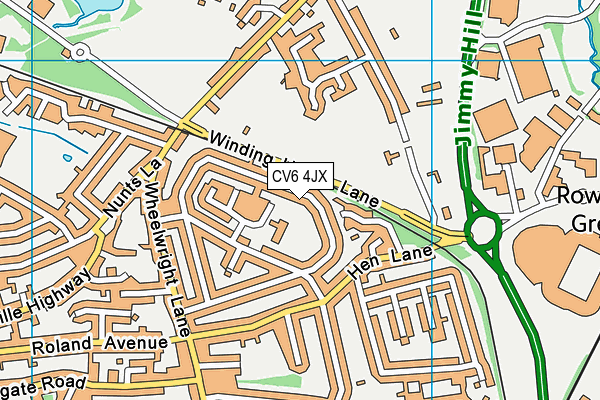 CV6 4JX map - OS VectorMap District (Ordnance Survey)