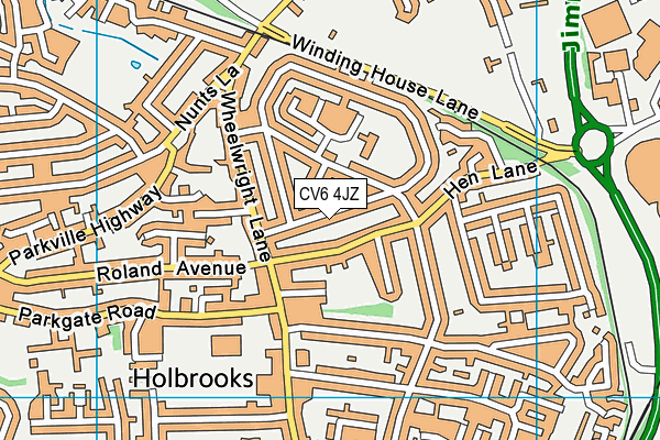 CV6 4JZ map - OS VectorMap District (Ordnance Survey)