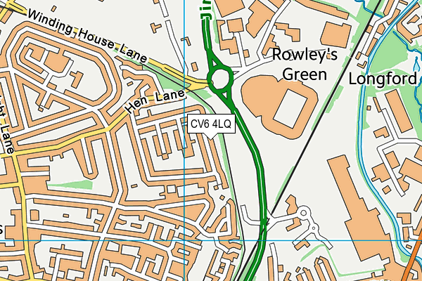 CV6 4LQ map - OS VectorMap District (Ordnance Survey)