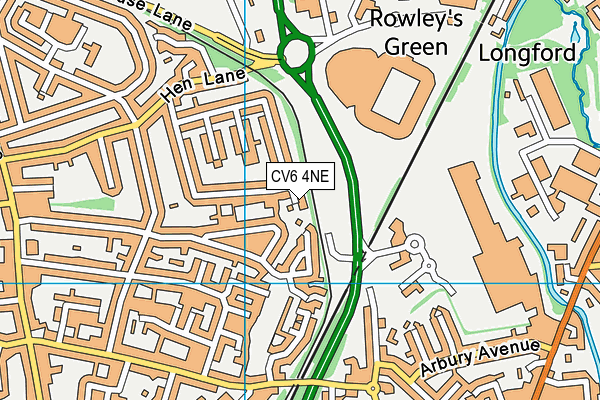 CV6 4NE map - OS VectorMap District (Ordnance Survey)