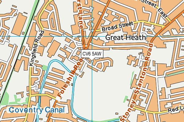 CV6 5AW map - OS VectorMap District (Ordnance Survey)