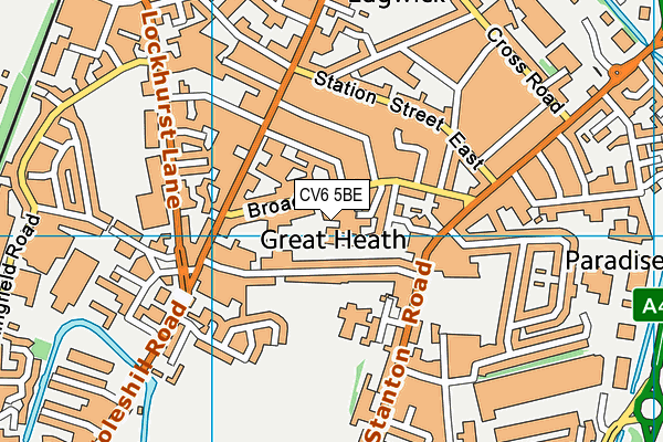 CV6 5BE map - OS VectorMap District (Ordnance Survey)