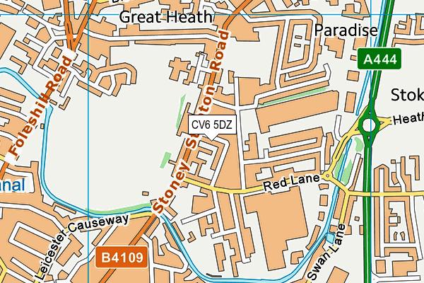 CV6 5DZ map - OS VectorMap District (Ordnance Survey)