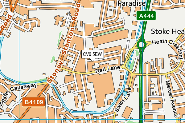 CV6 5EW map - OS VectorMap District (Ordnance Survey)