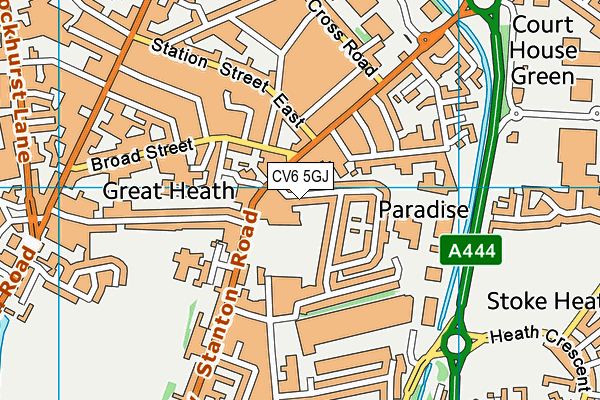 CV6 5GJ map - OS VectorMap District (Ordnance Survey)