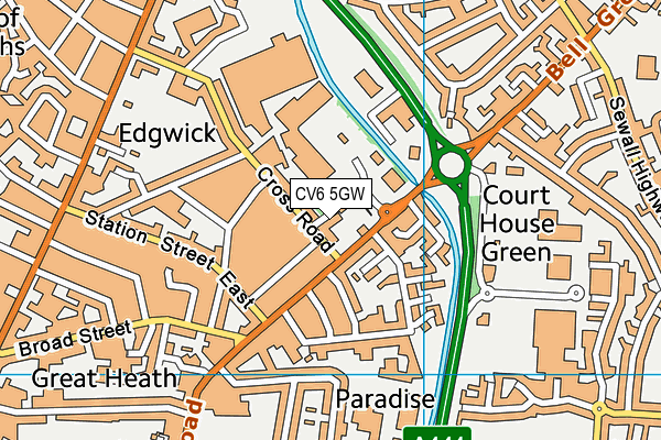 CV6 5GW map - OS VectorMap District (Ordnance Survey)