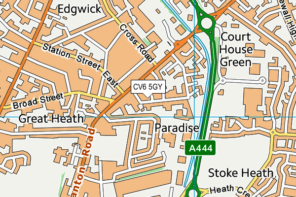 CV6 5GY map - OS VectorMap District (Ordnance Survey)