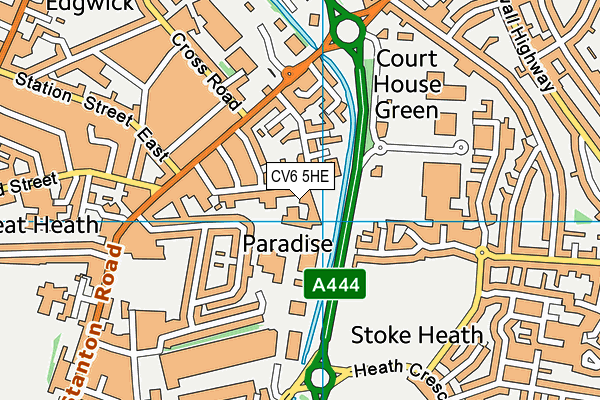 CV6 5HE map - OS VectorMap District (Ordnance Survey)