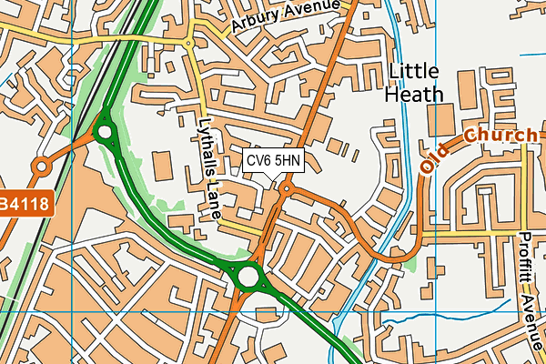 CV6 5HN map - OS VectorMap District (Ordnance Survey)