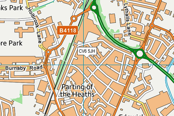 CV6 5JH map - OS VectorMap District (Ordnance Survey)