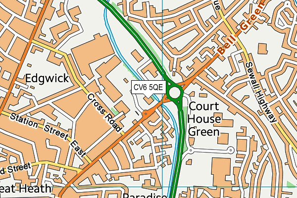 CV6 5QE map - OS VectorMap District (Ordnance Survey)