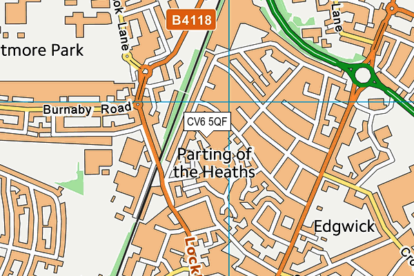 CV6 5QF map - OS VectorMap District (Ordnance Survey)