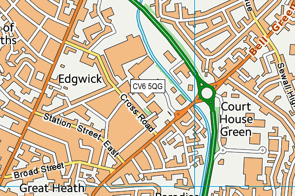 CV6 5QG map - OS VectorMap District (Ordnance Survey)