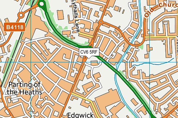 CV6 5RF map - OS VectorMap District (Ordnance Survey)