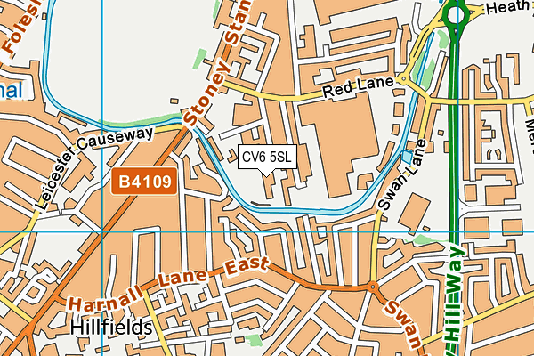 CV6 5SL map - OS VectorMap District (Ordnance Survey)