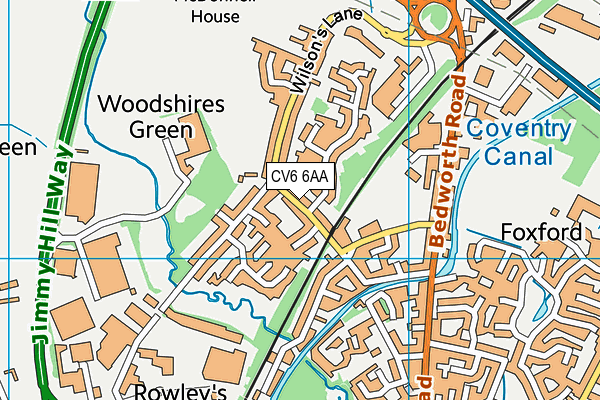 CV6 6AA map - OS VectorMap District (Ordnance Survey)