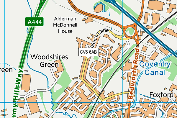 CV6 6AB map - OS VectorMap District (Ordnance Survey)