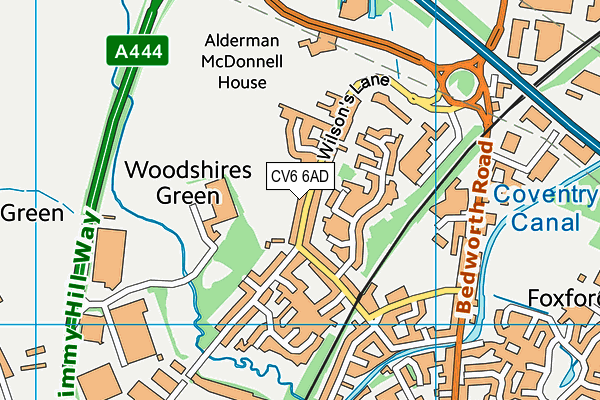 CV6 6AD map - OS VectorMap District (Ordnance Survey)