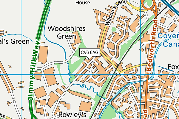 CV6 6AG map - OS VectorMap District (Ordnance Survey)