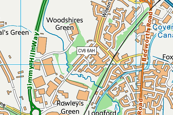 CV6 6AH map - OS VectorMap District (Ordnance Survey)