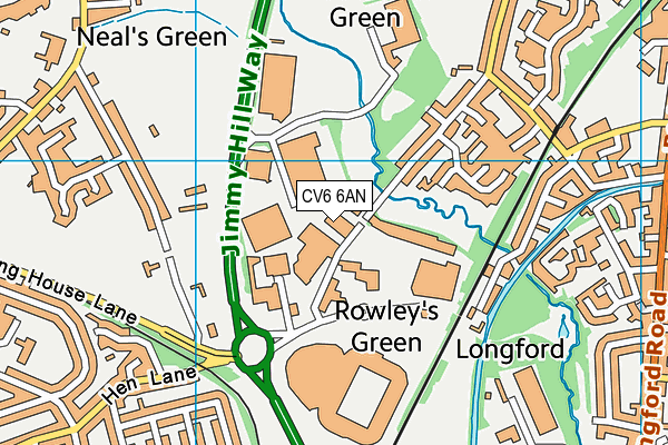 CV6 6AN map - OS VectorMap District (Ordnance Survey)